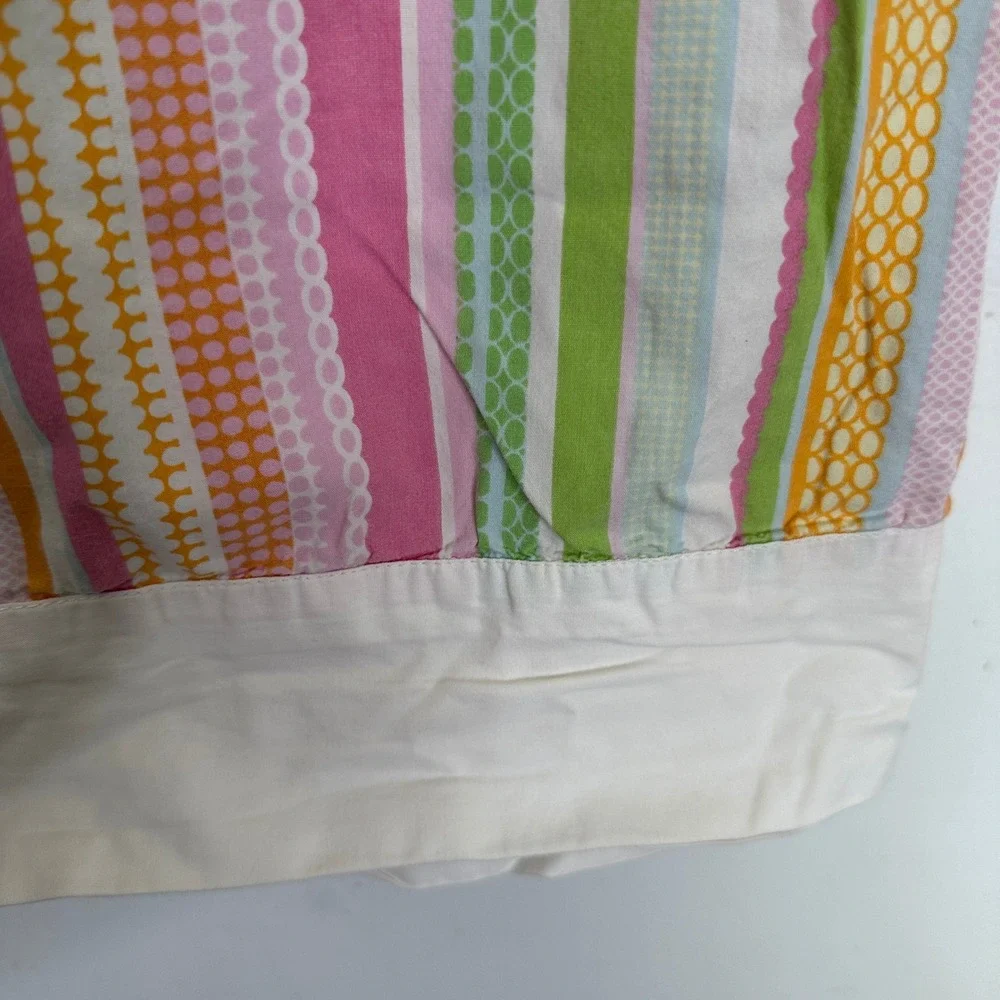 Swell Cynthia Rowley Twin Flat Sheet Cotton Pink Green Orange Stripe Bedding
